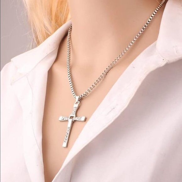 2ct Diamond 14K White Gold Cross Necklace Womens 20" Chain Jewelry 14 k 2 ct NEW - Picture 4 of 9